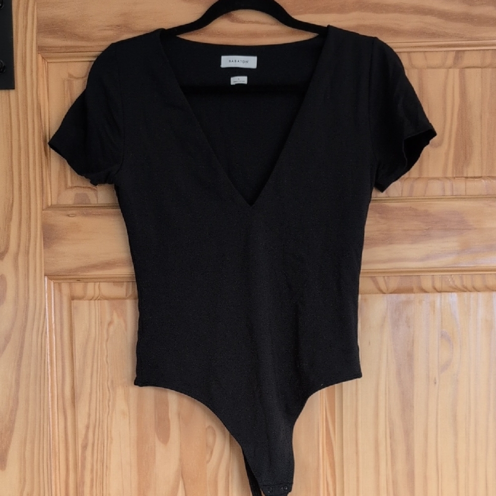 Sleek Black V-Neck Bodysuit